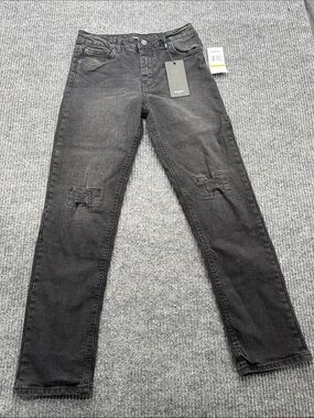 Hudson Jeans Kids Black Washed Slim Jeans with Knee Details